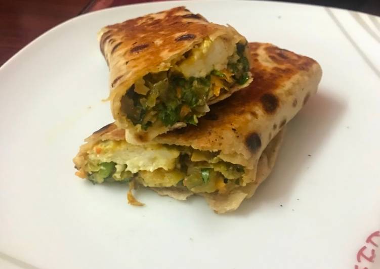 Recipe of Ultimate Spinach paneer chana dal wrap