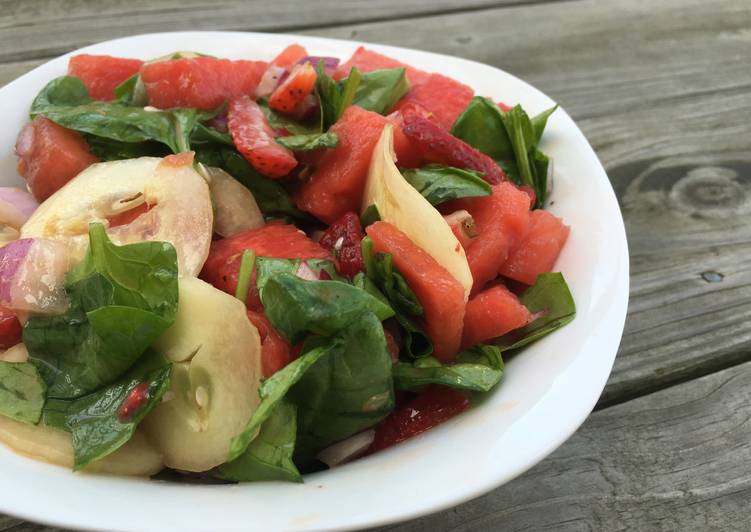 Recipe of Tasty Spinach and Watermelon Salad