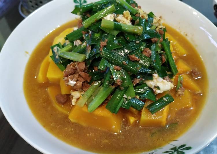 韭菜肉醬淋南瓜