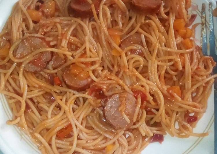 Simple Way to Prepare Perfect Fried Sausage Spagetti