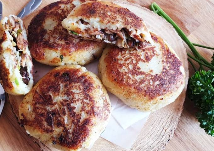 Mushroom Stuffed Potato Cakes