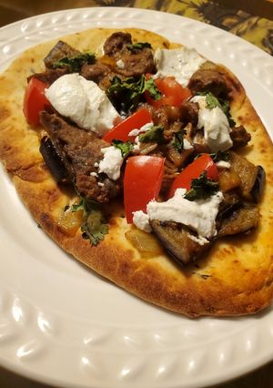 A picture of Brad's lamb flatbreads.