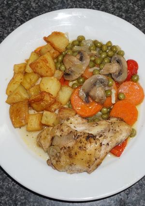 A picture of Chicken with Peas and Mushrooms.