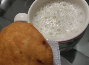 Una foto de Maizena🥛de manzana🍎casera🥛🍎🍯