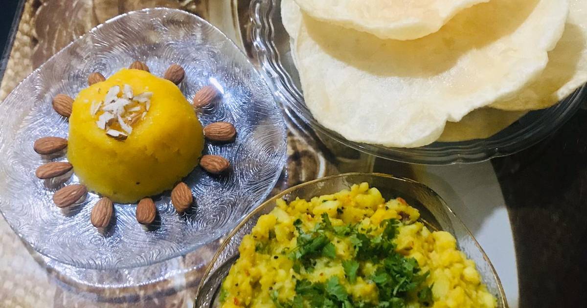 Halwa Puri aloo ki tarkari ♥️ Recipe by Shabbir Dalal Cookpad