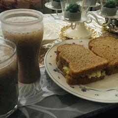 Healthy breakfast good for diet 😉 chia lemon juice and egg cucumber sandwich 🥪 🥒 🥚 A picture of Healthy breakfast good for diet 😉 chia lemon juice and egg cucumber sandwich 🥪 🥒 🥚.
