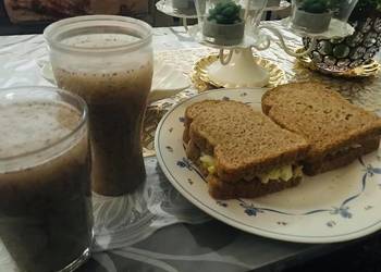 Ready to Serve Healthy breakfast good for diet  chia lemon juice and egg cucumber sandwich    Savory Delicious