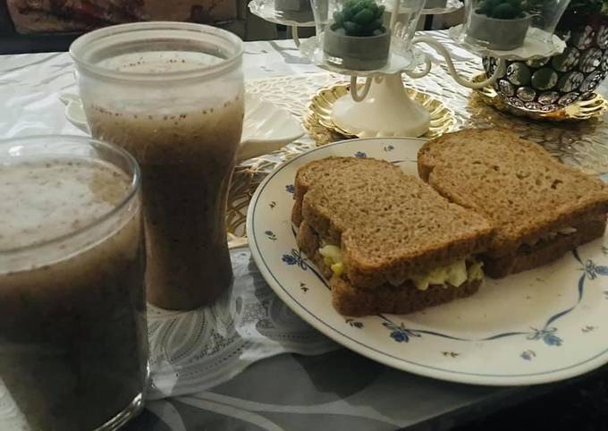 Healthy breakfast good for diet 😉 chia lemon juice and egg cucumber sandwich 🥪 🥒 🥚