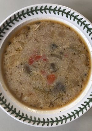 A picture of Use-up Double Leftovers Soup.