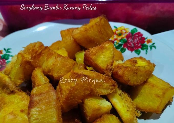 Bagaimana Membuat Singkong Bumbu Kuning Pedas #Dapur Fitri, Lezat
