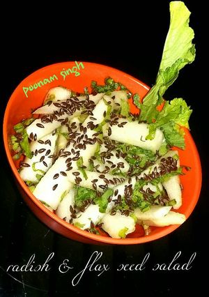 A picture of Radish & flax seed salad.