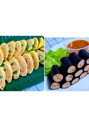 รูปของ ไข่ม้วนหมูเด้ง กับ สาหร่ายม้วนหมูเด้ง