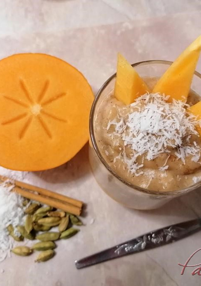 Una foto de Arroz con leche de coco y fruta