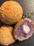 Purple Potato Croquettes with Buffalo Mozzarella Center