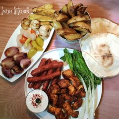 A picture of Arabic Chicken Kebabs with Herbed Potatoes.