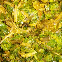 A picture of Ugba and Garden egg leaf.