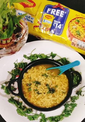 A picture of Maggie soup 🍲 Maggie masala soup 🍲🍲😋😘😘.