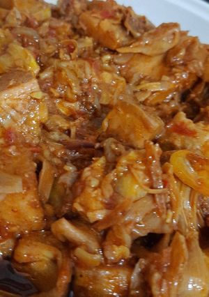 A picture of Jackfruit kathal curry.