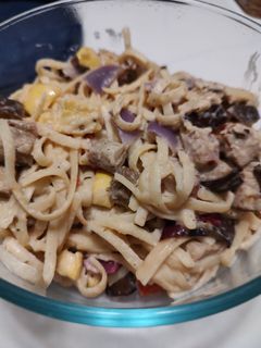 A picture of Creamy pasta with your fav seasoning.