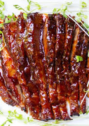 A picture of Brisket with apricot sauce.