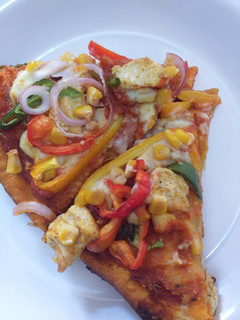 A picture of Home made pizza without cheese.