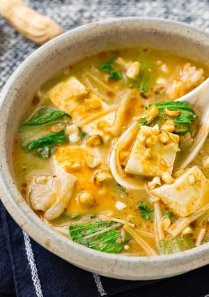 A picture of Tofu Dan Dan Soup with Peanut Butter.