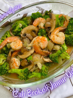 Foto resep 374. Cah Brokoli Jamur Udang
