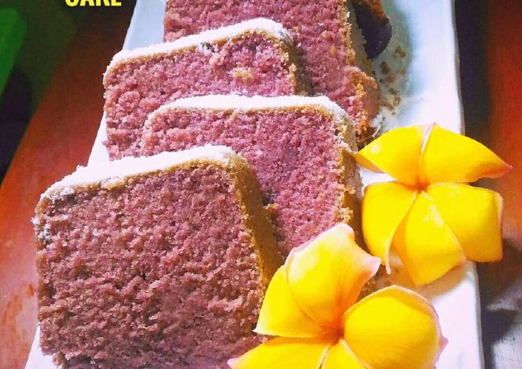 Cara Gampang Menyiapkan Taro Condensed Milk Pound Cake, Enak Banget