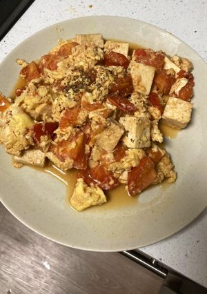 軟嫩蛋炒番茄豆腐 的食譜成品照片