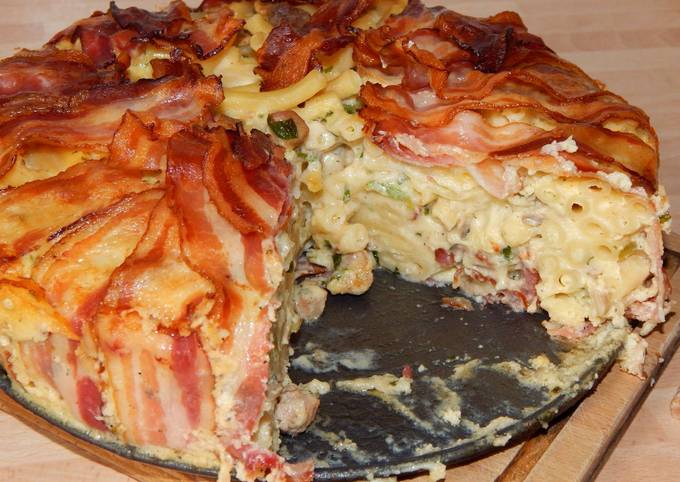 Baconos makaróni torta recept foto