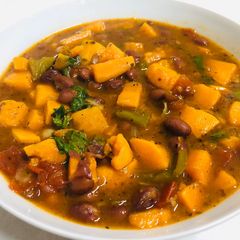 A picture of Sweet potato with Rajma curry.