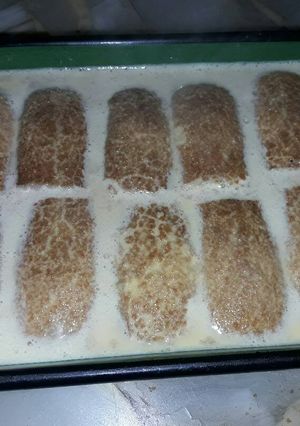 Una foto de Postre de flan y vainillas