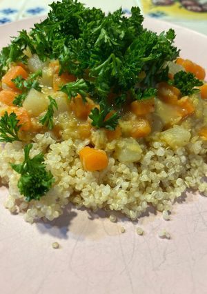 A picture of Coconut Curry with Lentils.