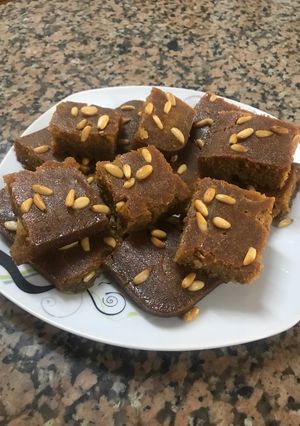 صورة لوصفة طريقة عمل البسبوسة او النمورة على طريقتي