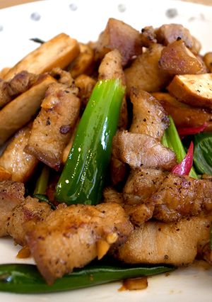 有心食譜：客家小炒-鹽豬五花 的食譜成品照片
