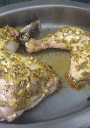 Una foto de Pollo a la mostaza manjar!!