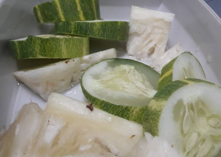 Diced pineapple and Cucumber