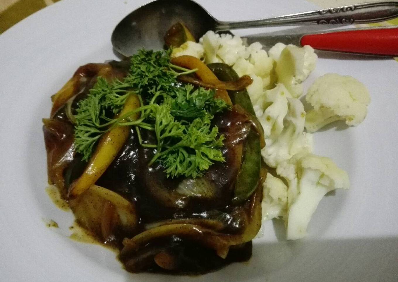 Daging sapi cincang saos blackpaper