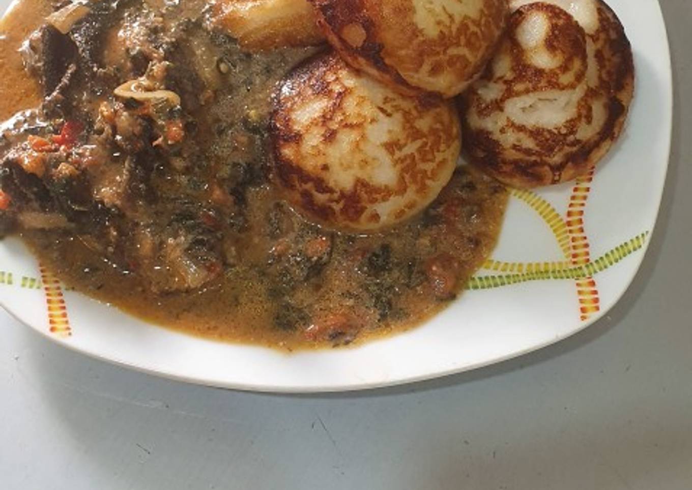 Waina and groundnut soup