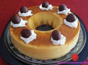 Una foto de flan de chocolate royal