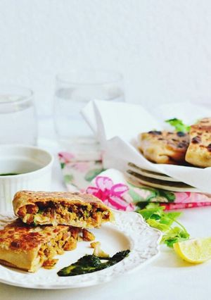 A picture of Mughlai Kheema Paratha.