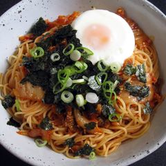 A picture of Kimchi Capellini (Angel Hair Pasta).