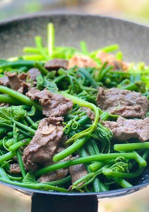 Hình của món Đọt Su Su Xào Thịt Bò.