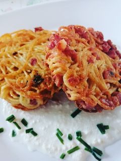 Foto di Hamburger di spaghetti