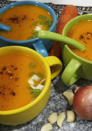 A picture of Carrot onion soup.