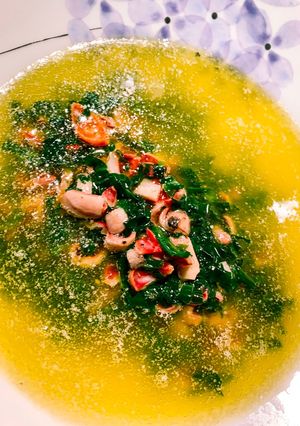 A picture of Foraged elf cup & wild garlic butter.