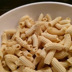 A picture of Homemade Italian Penne Rigate Pasta.