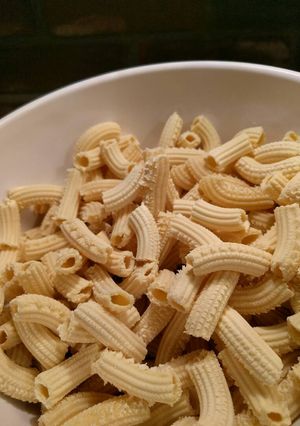 A picture of Homemade Italian Penne Rigate Pasta.