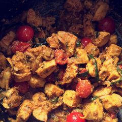 Chicken and mushroom stirfry A picture of Chicken and mushroom stirfry.