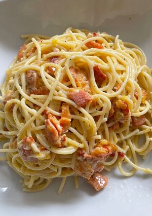 Una foto de Spaghetti a la carbonara